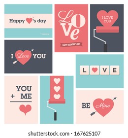 Set of valentine cards, vector design editable.