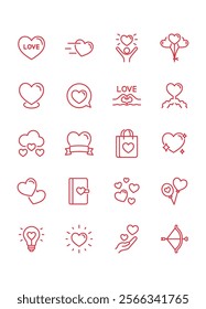set of valentine celebration icons, love, heart