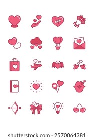 set of valentine celebration icons, love, heart