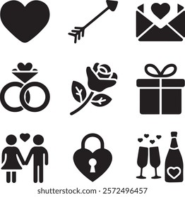 A set of valentine concept design elements
