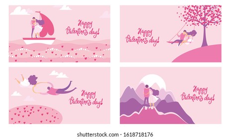 SET OF VALENTINE DAY BANNERS FOR WEB AND SOCIAL MEDIA
