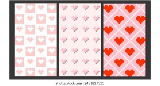 Set of valentine day card pixel art