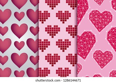 set of valentine day cards patterns