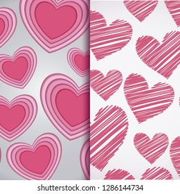 set of valentine day cards patterns