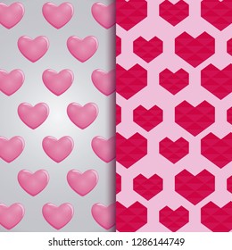 set of valentine day cards patterns