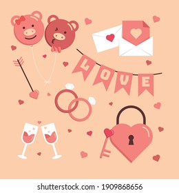 Set Valentine Day Element  Decoration