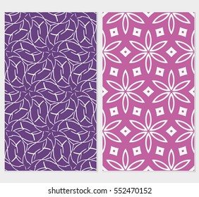 set of Valentine Day floral seamless pattern. vector illustration. Pink. purple backgroound. for invitation, wallpaper