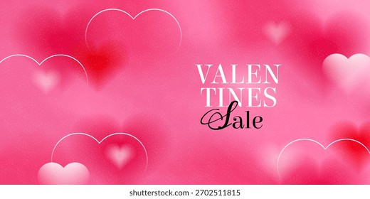 Anuncio de Web degradado de San Valentín en estilo minimalista. Diseño moderno abstracto con forma de corazón borroso. Amor de la colección Plantilla granulada suave, fondo rosa Vector