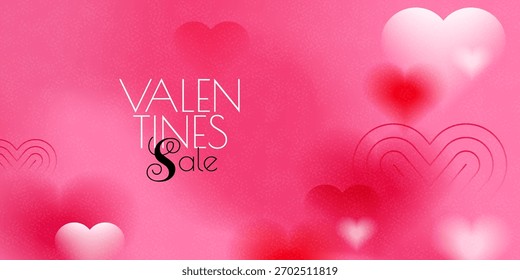 Anuncio de Web degradado de San Valentín en estilo minimalista. Diseño moderno abstracto con forma de corazón borroso. Amor de la colección Plantilla granulada suave, fondo rosa Vector