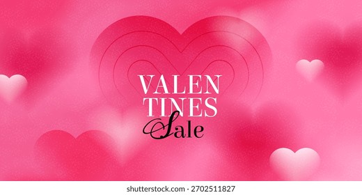set valentine day gradient web banner in minimal style. abstract modern design with blur heart shape. collection love soft grainy template, vector pink background