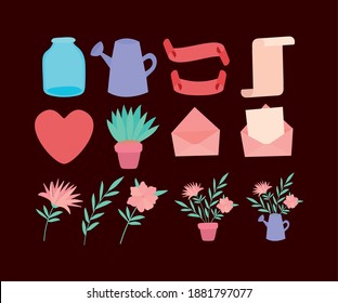 set of valentine day icons vector illustration design