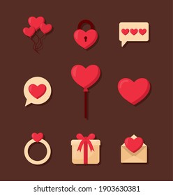 set of valentine day icons vector illustration design