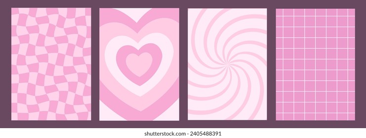 Afiches de San Valentín, antecedentes románticos para postales, saludos. Arte retro decorativo. Ilustración vectorial.