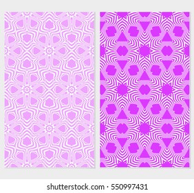 set of Valentine Day romantic vector geometric background. Floral ornament. pink color.
