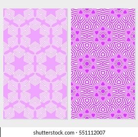 set of Valentine Day romantic vector geometric background. Floral ornament. pink color.
