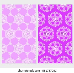set of Valentine Day romantic vector geometric background. Floral ornament. pink color.