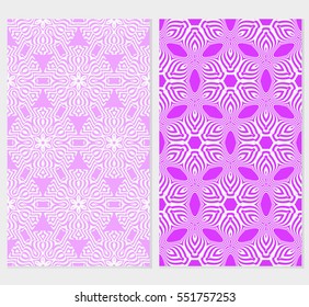 set of Valentine Day romantic vector geometric background. Floral ornament. pink color.