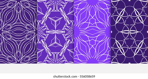 set of Valentine Day romantic vector geometric background. Floral ornament. purple color. for invitation, wedding, wallpaper