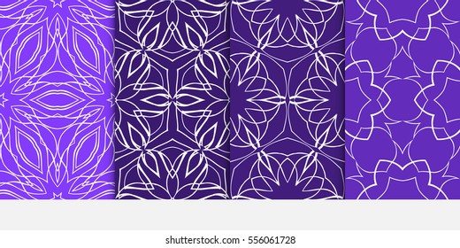 set of Valentine Day romantic vector geometric background. Floral ornament. purple color. for invitation, wedding, wallpaper