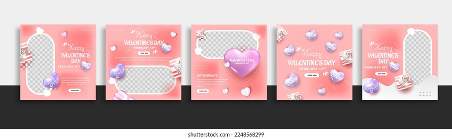 set of valentine day sale social media post template web banner for promotions your product.