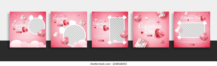 set of valentine day sale social media post template web banner for promotions your product.