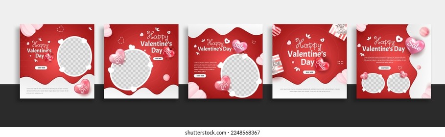 set of valentine day sale social media post template web banner for promotions your product.