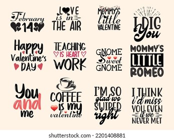 Set mit dem T-Shirt-Design des Valentinstag 