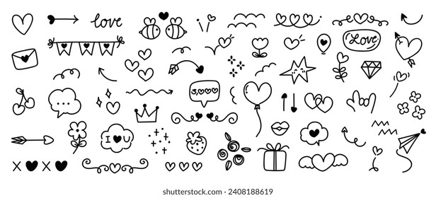 Set valentine doodle element