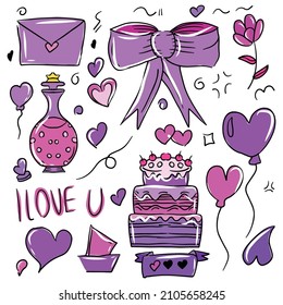 Set of valentine element design decoration. 
