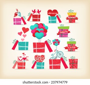 set of valentine gift love with heart