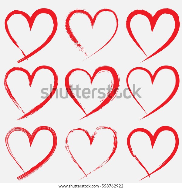 Ensemble De Coeur De Saint Valentin Dessin Image Vectorielle De Stock Libre De Droits