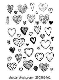 Set of valentine hearts for your design. Vector illustration
