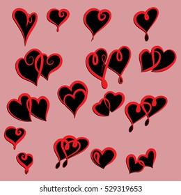 Set of valentine hearts for your design on white background