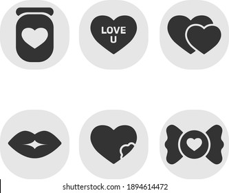 Un conjunto de iconos valentinos en diseño plano.