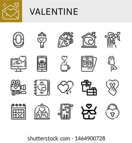 Set of valentine icons such as Love letter, Ring, Roses, Artificial heart, Heart, Kiss, Love, Gift, Couple, Rose, Wedding day, Dating app , valentine