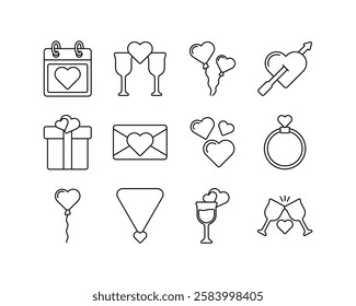 Set of valentine Icons or symbols Vector fully editable file