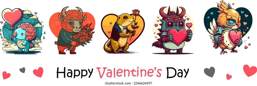 set Valentine lovely Mascot