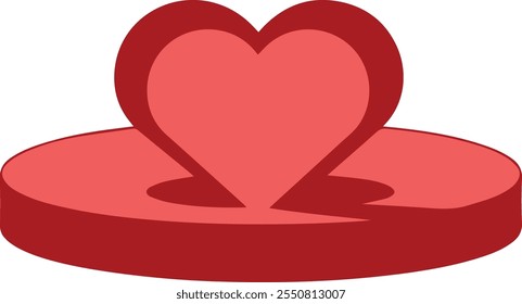 Set of valentine podium background with pink red Glow neon heart shape vector art for valentine greeting cards 