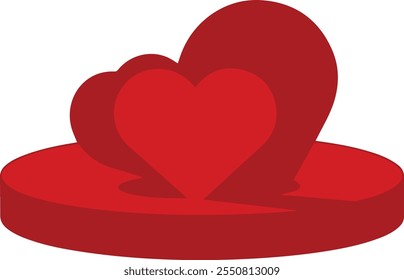 Set of valentine podium background with pink red Glow neon heart shape vector art for valentine greeting cards 