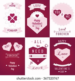 Set valentine postcard  