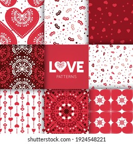 Set of Valentine red patterns