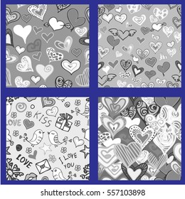 Set valentine seamless pattern with hearts. Perfect for wallpaper, web page background, textile, greeting cards and wedding invitations,Valentine's day, vector seamless pattern

