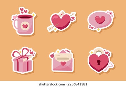 Set of Valentine Sticker Design