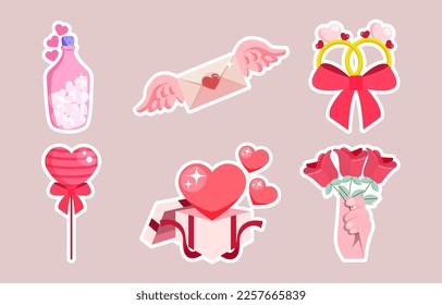 Set of Valentine Sticker Design