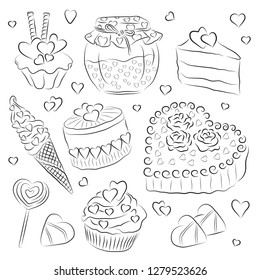 Set of valentine sweets