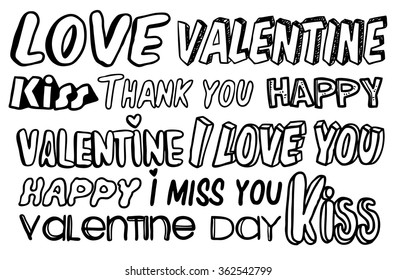 Set of valentine text