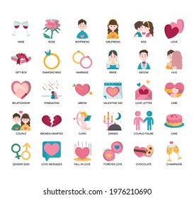 Set of valentine thin line and pixel perfect icons for any web and app project. 