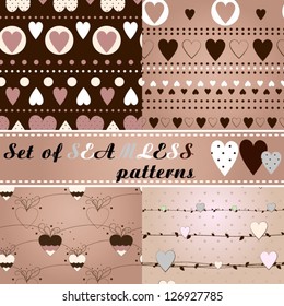 Set of Valentine vector seamless patterns Paper for scrapbook Spring pattern