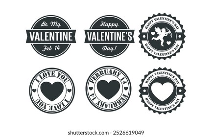 set of valentines badge vector	