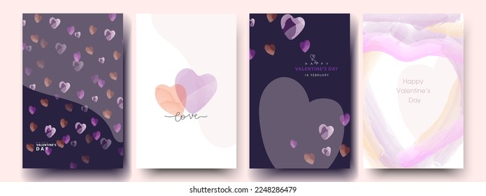 Set of Valentine's cards. Hearts vector is stylish for backgrounds, templates, banners, posters, and greeting cards. Love, Romantic, and Valentine's day concept. Vector illustration.